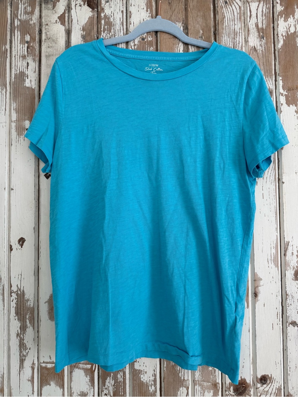 J. Crew Turquoise Short-Sleeve Crewneck “Slub Cotton Tee,” Size XL (Runs Small)